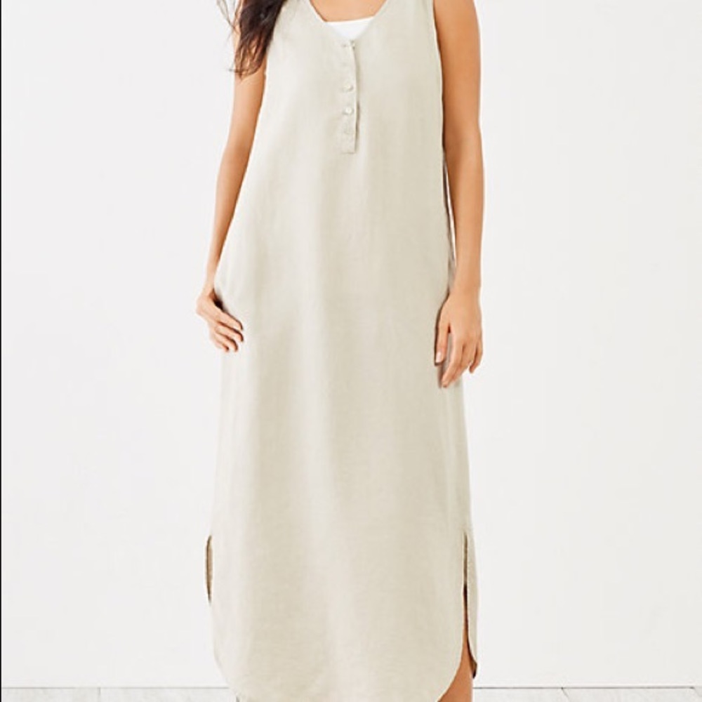 J. Jill 100% Linen Maxi Tank Dress Mumu Plus Tan